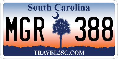 SC license plate MGR388