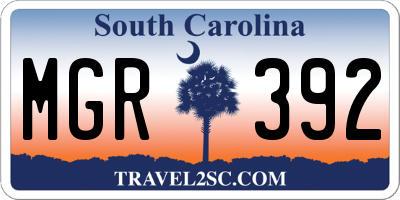SC license plate MGR392