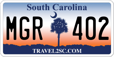 SC license plate MGR402