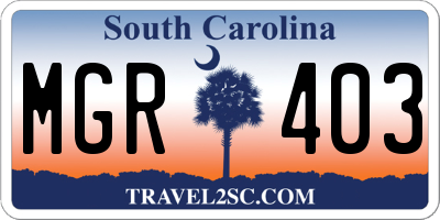 SC license plate MGR403