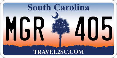 SC license plate MGR405