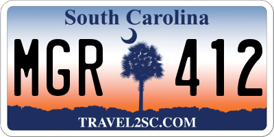 SC license plate MGR412