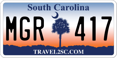 SC license plate MGR417