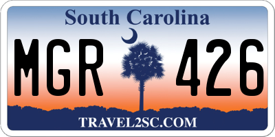 SC license plate MGR426