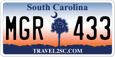 SC license plate MGR433