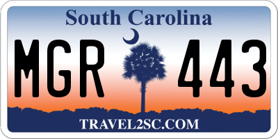SC license plate MGR443