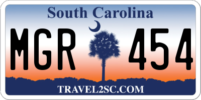 SC license plate MGR454
