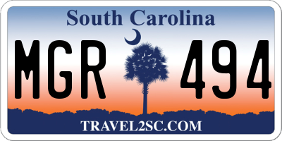 SC license plate MGR494