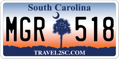 SC license plate MGR518
