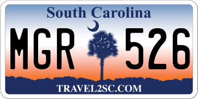 SC license plate MGR526