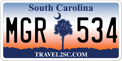 SC license plate MGR534