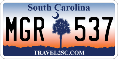 SC license plate MGR537