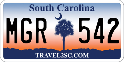 SC license plate MGR542
