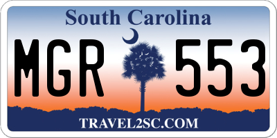 SC license plate MGR553