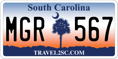 SC license plate MGR567