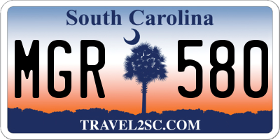SC license plate MGR580