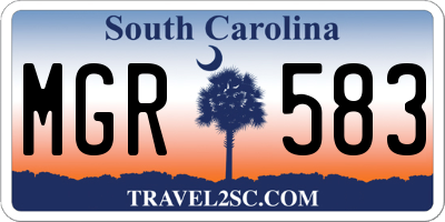 SC license plate MGR583