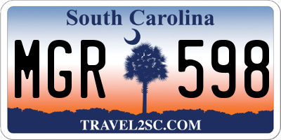 SC license plate MGR598