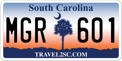 SC license plate MGR601