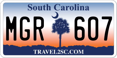 SC license plate MGR607