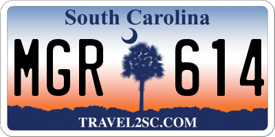 SC license plate MGR614
