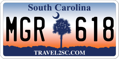 SC license plate MGR618