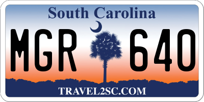 SC license plate MGR640