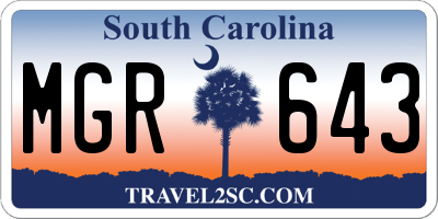 SC license plate MGR643