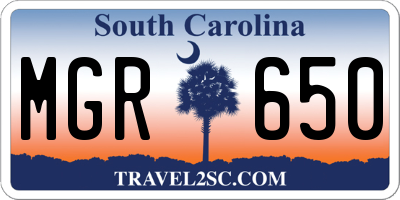 SC license plate MGR650