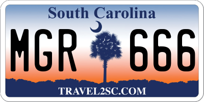 SC license plate MGR666