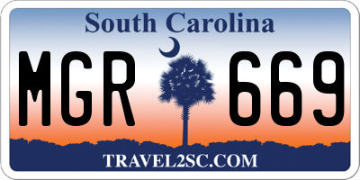 SC license plate MGR669