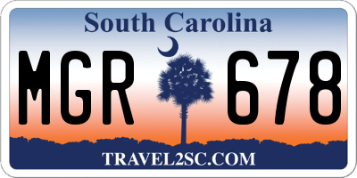 SC license plate MGR678
