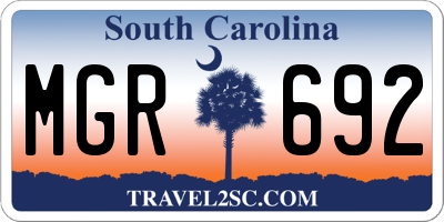 SC license plate MGR692
