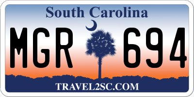 SC license plate MGR694