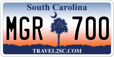 SC license plate MGR700
