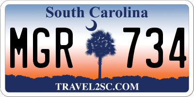 SC license plate MGR734