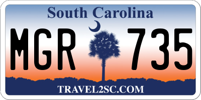 SC license plate MGR735
