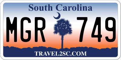 SC license plate MGR749