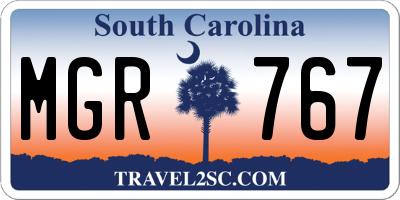 SC license plate MGR767