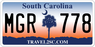 SC license plate MGR778
