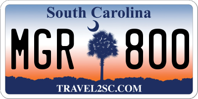 SC license plate MGR800