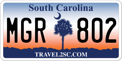 SC license plate MGR802