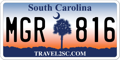 SC license plate MGR816