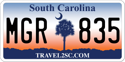 SC license plate MGR835