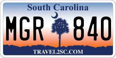 SC license plate MGR840
