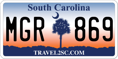SC license plate MGR869