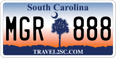 SC license plate MGR888