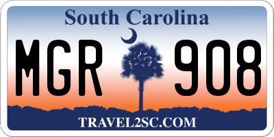 SC license plate MGR908