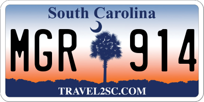 SC license plate MGR914