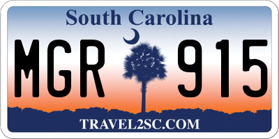 SC license plate MGR915